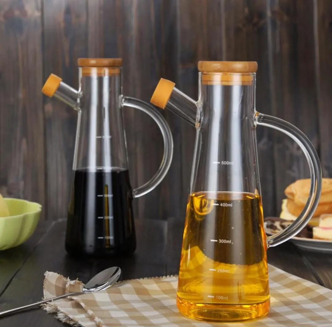 580ml Glass Oil and Vinegar Jar with Bamboo Lid
