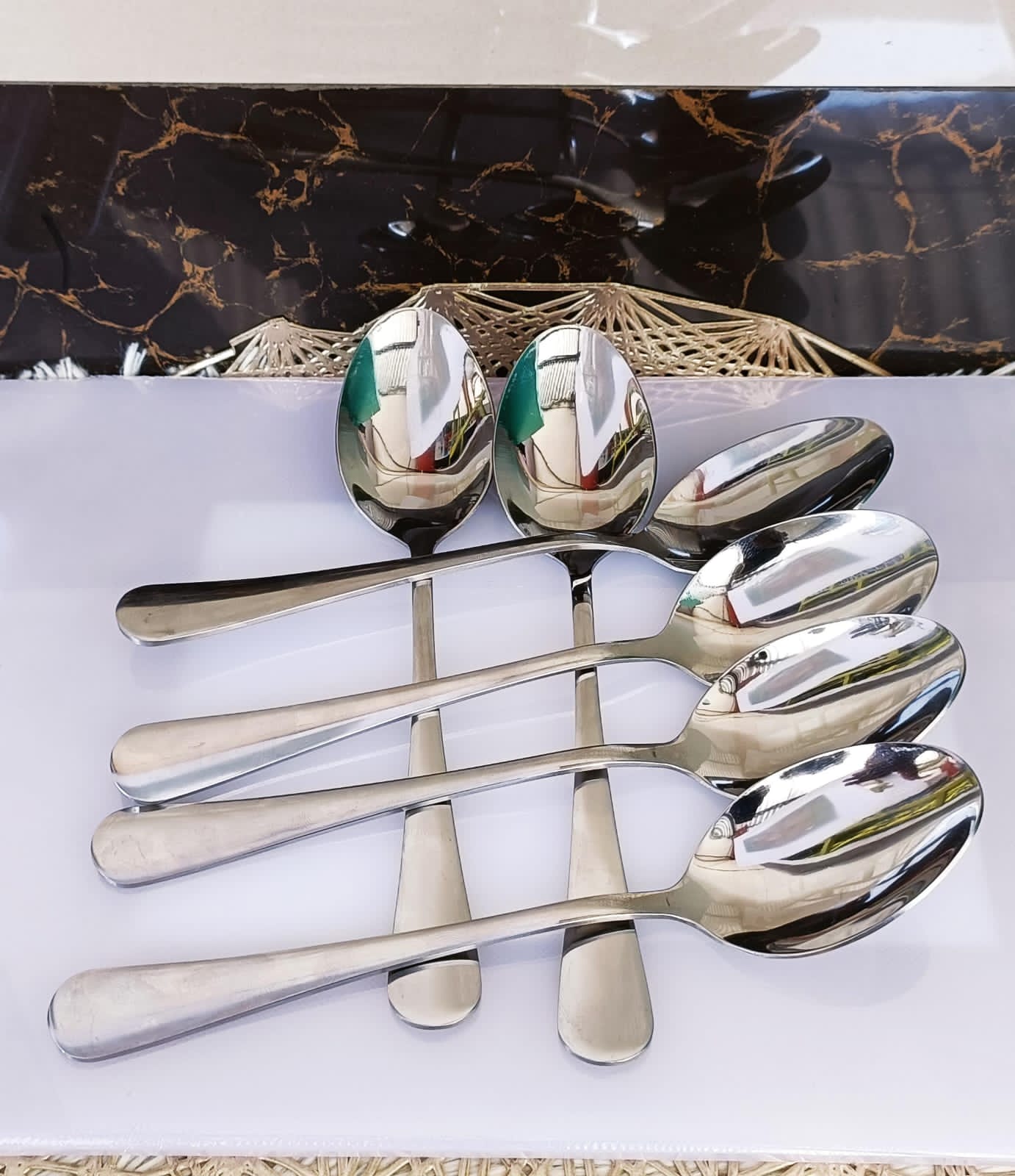 6-Piece Heavy-Gauge Stainless Steel Table Spoon Set