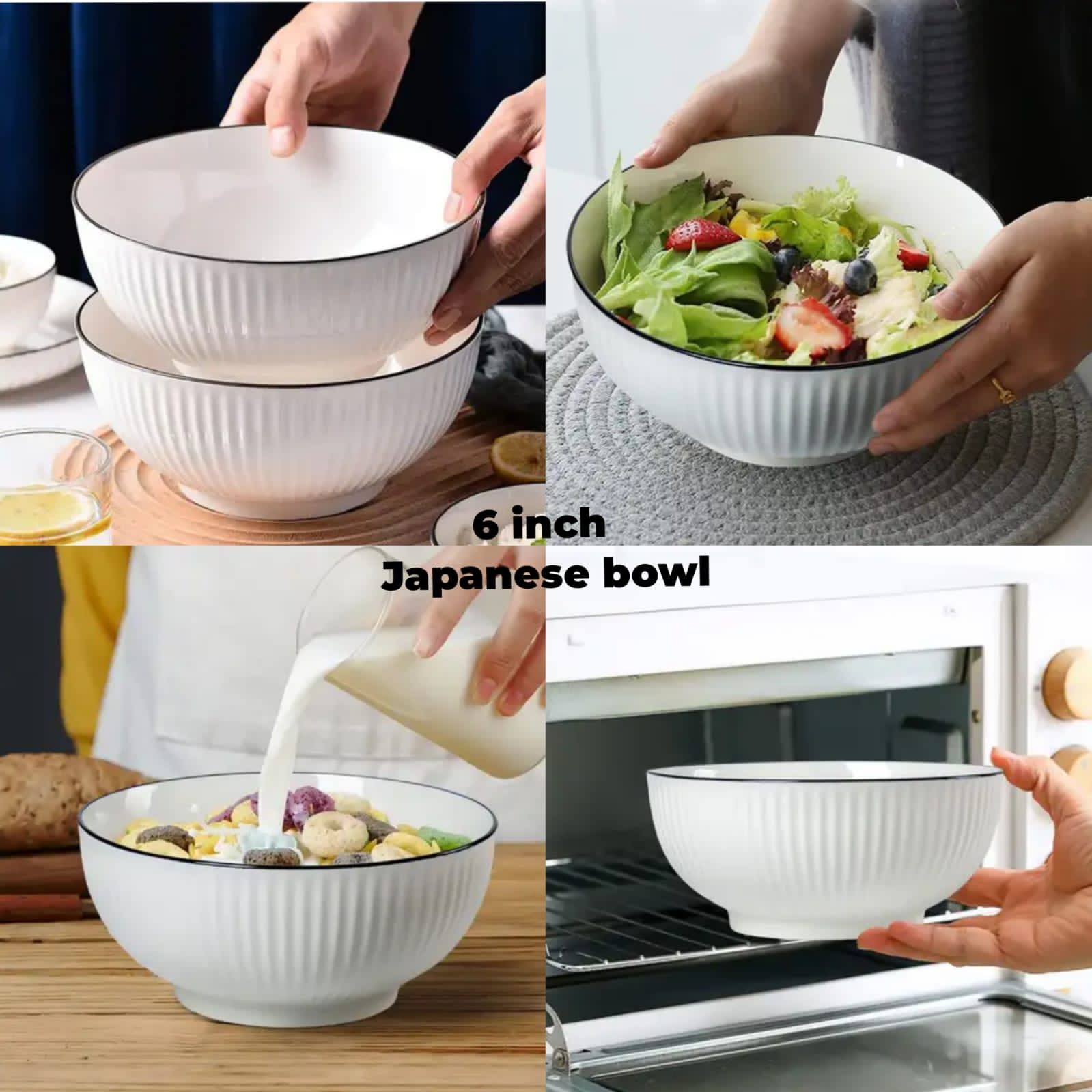 6-Piece Ceramic Bowl Set 6-Inch