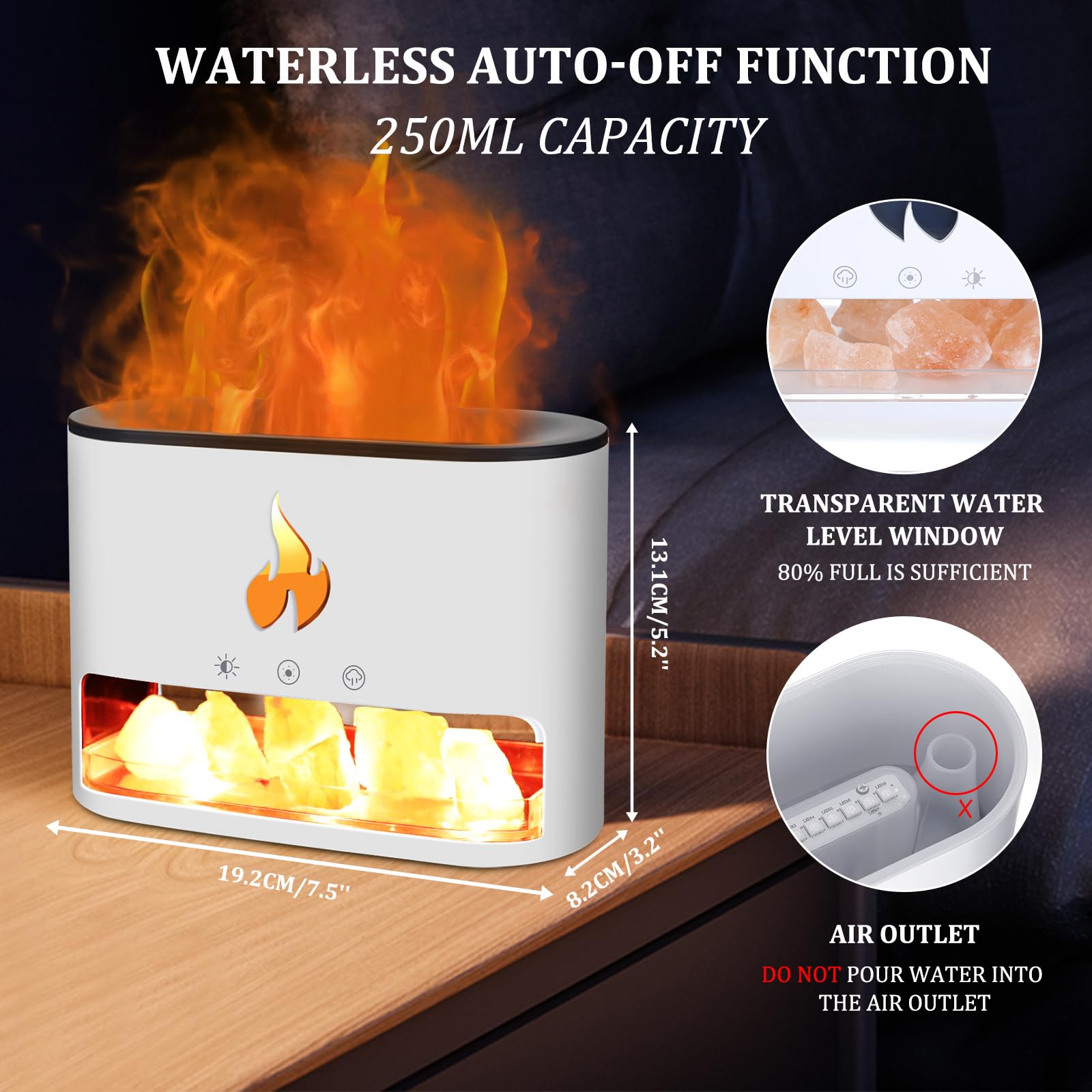 250ml Salt Stone Fireplace Aroma Diffuser Humidifier