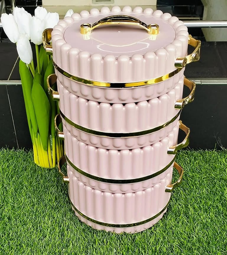 4-Piece Pink Luxurious Insulated Hotpot Set
