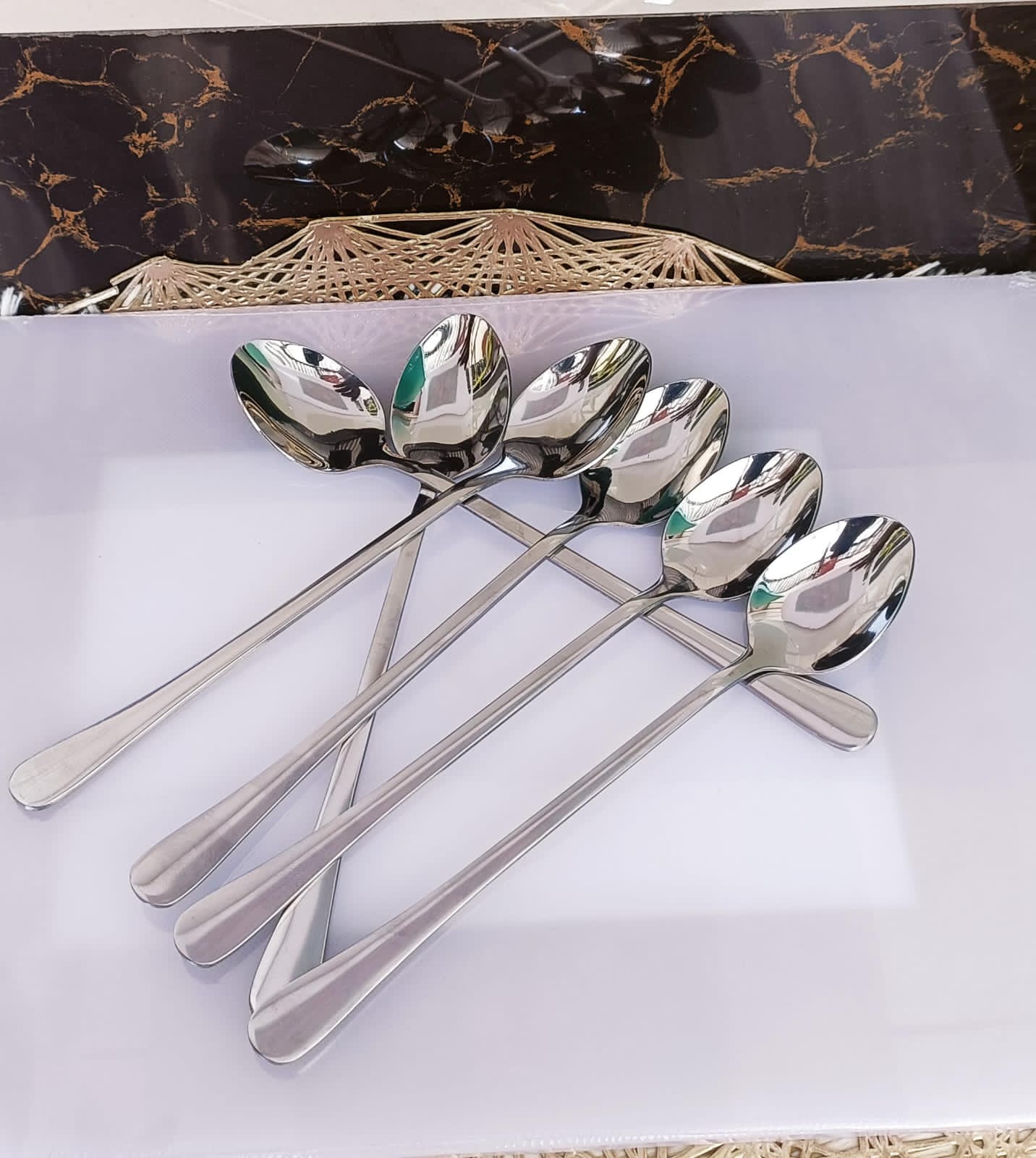 6-Piece Heavy-Gauge Long Tea Spoon Set