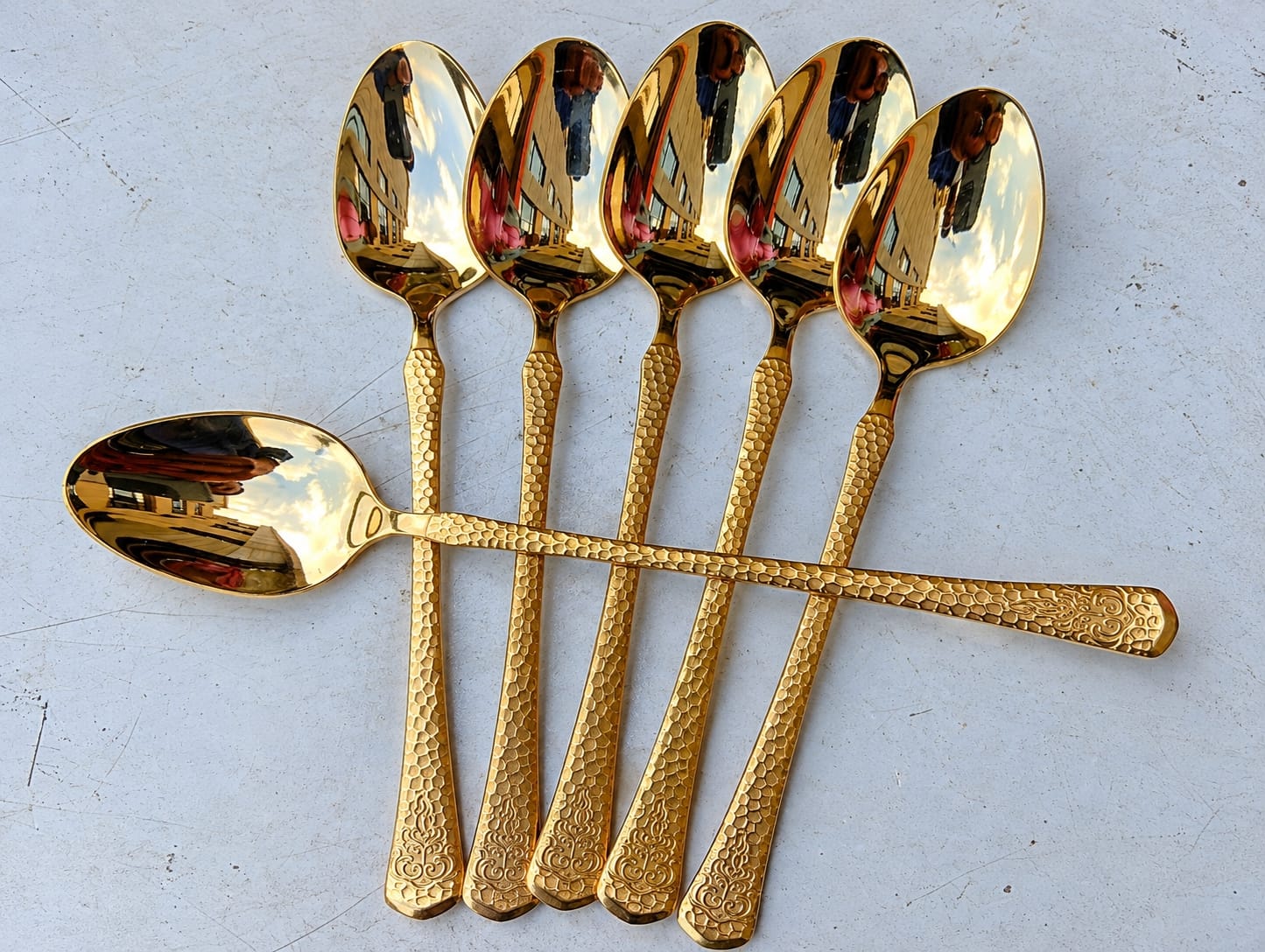 6-Piece Gold-Plated Stainless Steel Table Spoon Set