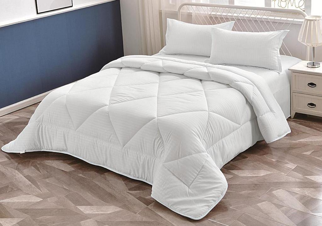 White Satin Striped Binded Duvet Set