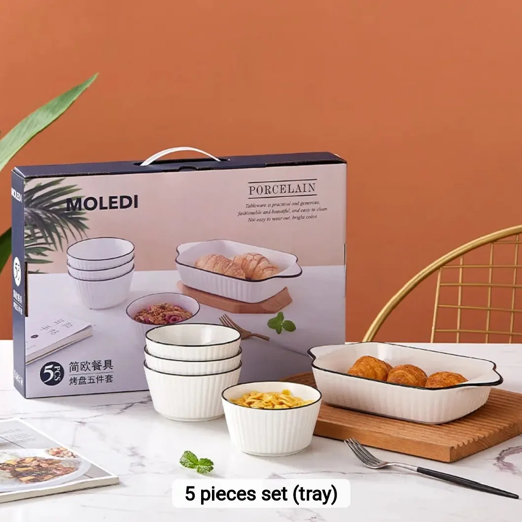 5-Piece Porcelain Serving Bowl Set