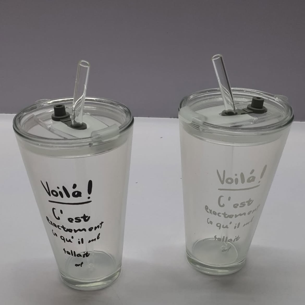 400ml Clear Glass Tumbler with Straw