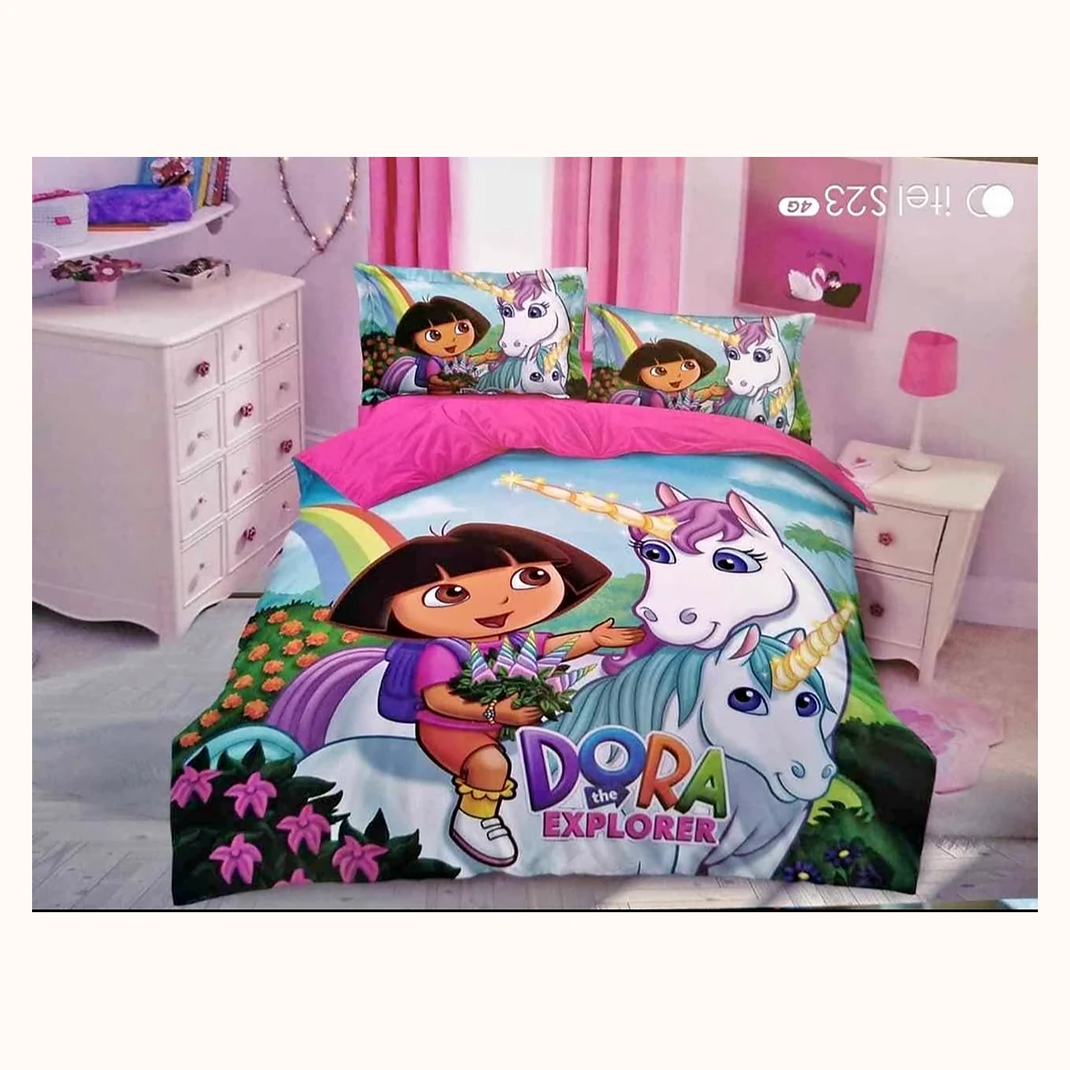 Kids Character Comforter, Pink Explorer Design