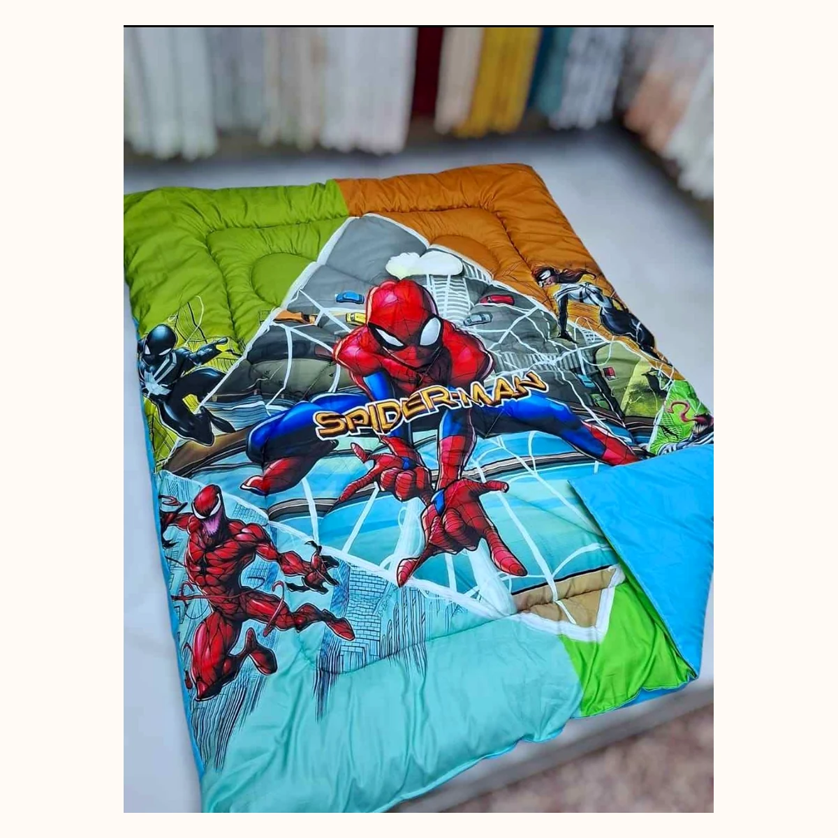 Kids Character Comforter, Turquoise Superhero Design