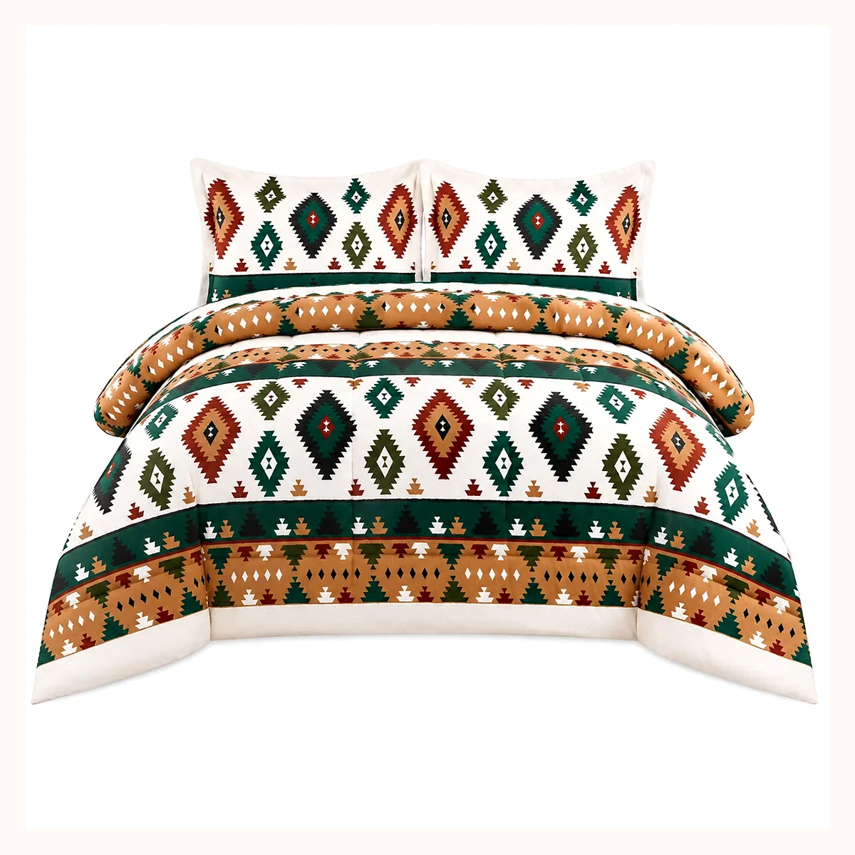 3-Piece Printed Bedspread, Tribal Geometric