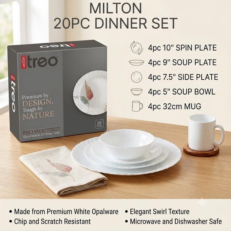 Milton Aurelia 20-Piece Plain Dinner Set