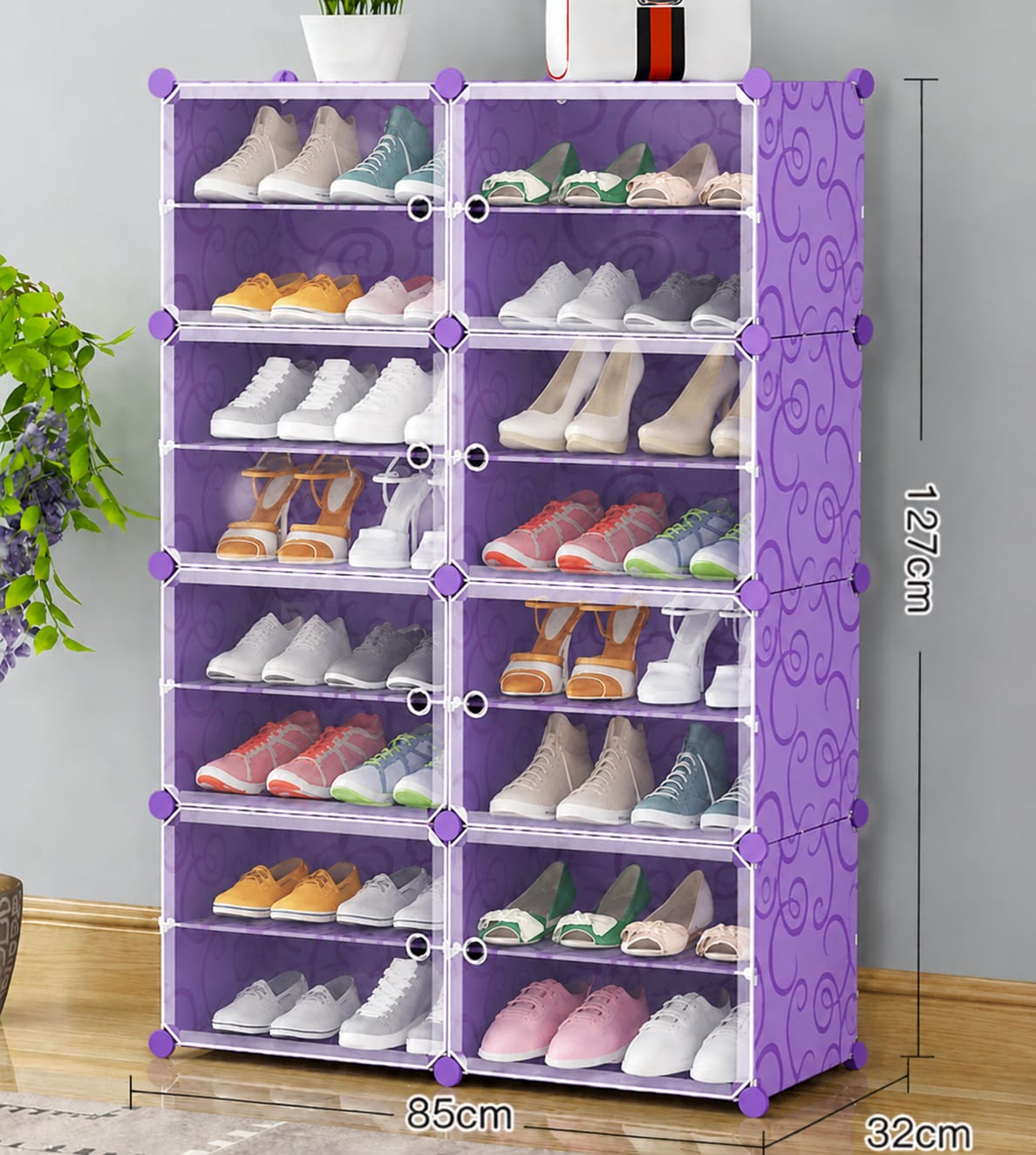 10-Tier Fabric Shoe Rack, Assorted Colours