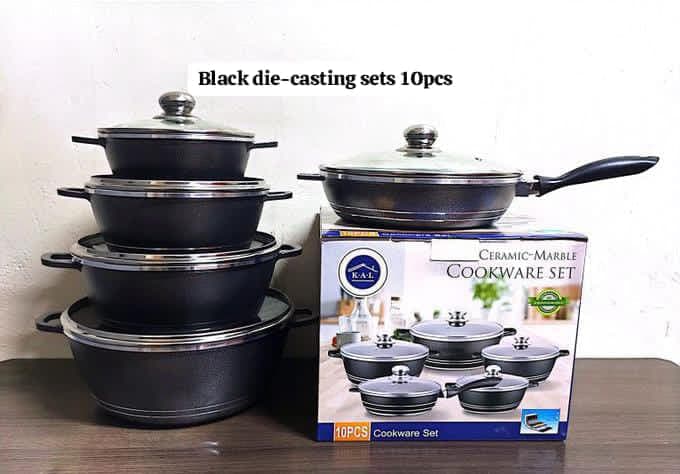 Black Die-Cast 10-Piece Cookware Set