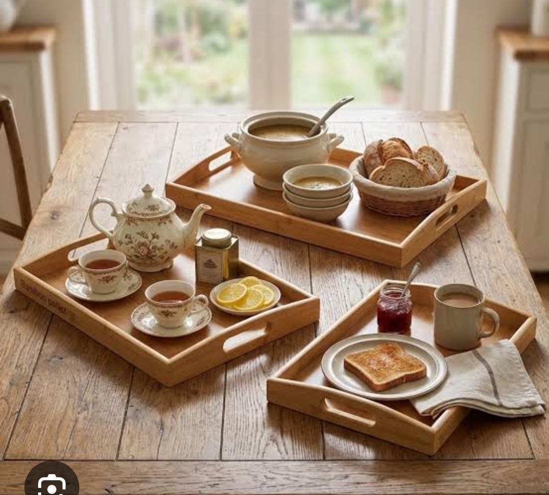 3-Piece Bamboo Serving Tray Set