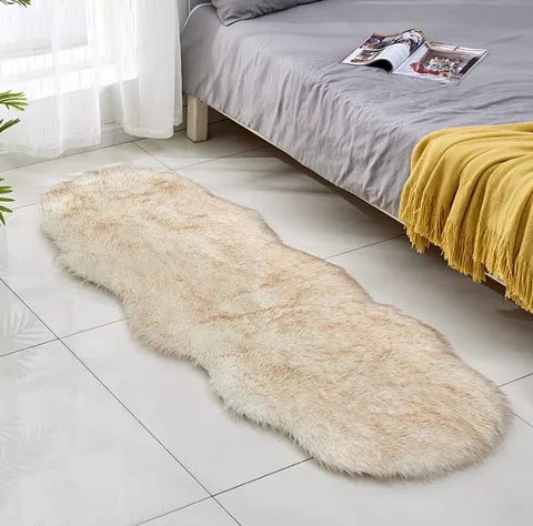 Rabbit Faux Fur Bedside Carpet 180x60cm